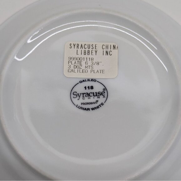 Syracuse China Lunar White 6 3/8" Galileo Plate Ribbed Edge - Picture 7 of 7